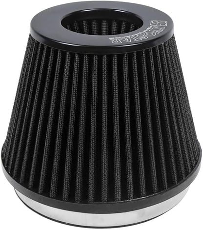KYOSTAR Universal 6" (152mm) High-Flow Air Filter, Reusable Cone Cold Air Intake, High Performance, Washable, Clamp-On Car High Flow Air Kit, Flange Diameter: 6 Inch, Filter Height: 6.2 Inch, Black