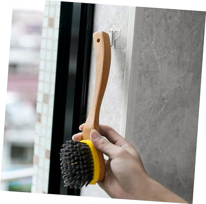 Natural Wood Handle Sponge Scrubber Tile Scrubber Brush Cleaner Kitchen Cleaning Tools Safe Odorless