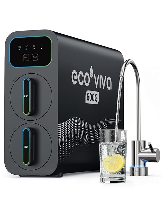 E6 600GPD Compact Space-Saving Under Sink RO Water Filter, Reverse Osmosis, 9 Stage Tankless RO Water Filtration System 600 GPD Fast Flow, High Pure to Drain RO Filter Water Purification