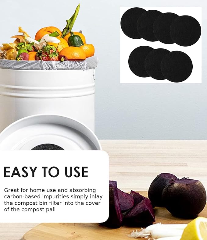 7 Pack Compost Bin Charcoal Filters Round Indoor Kitchen Compost Bucket Activated Charcoal Filters Replacements Sheets (6.7 Inch)