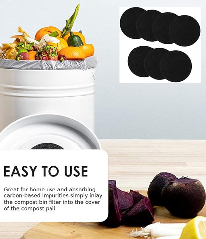 7 Pack Compost Bin Charcoal Filters Round Indoor Kitchen Compost Bucket Activated Charcoal Filters Replacements Sheets (6.7 Inch)