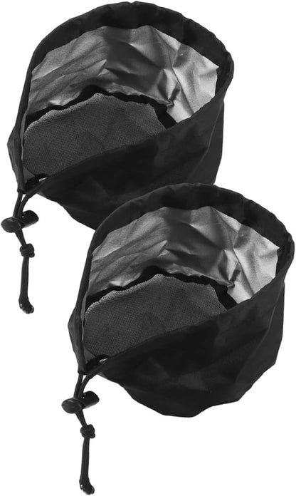 2 Pack Grow Tent Vent Duct Filter Covers with Elastic Band and Fixed Buckles, Silver-Coated Oxford and Mesh Cloth for Plant Greenhouses, Fits 4in 6in 8in Openings, Black(6in)