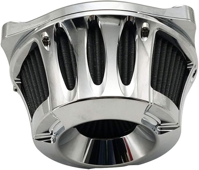 Harley Air Cleaner Motorcycle Filter Intake CNC Cut Kit Chrome for Models Touring Street Glide 2008-2016 Softail 2016-2017 (Chrome, Fitment - C)