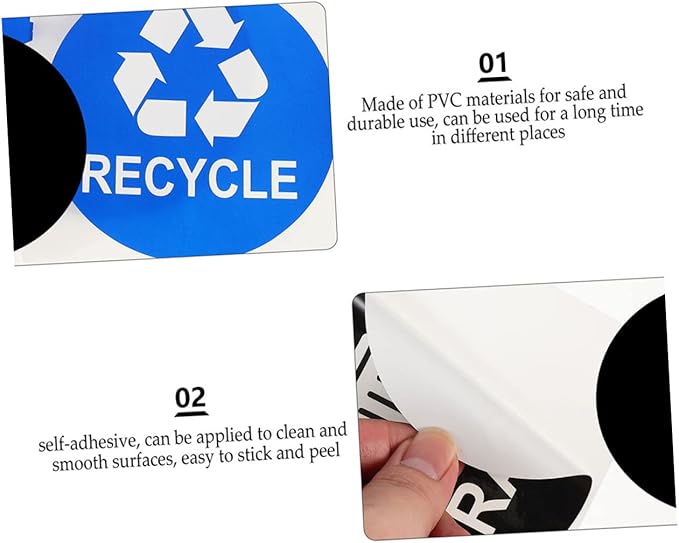 NUOBESTY 8pcs Recycle Sticker for Trash Can Waste Sorting Decals PVC Material for Kitchen Garbage Can