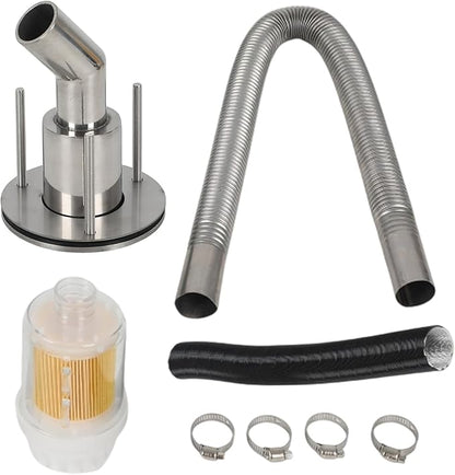 24mm Stainless Steel Exhaust Pipe Air Intake Filter and Pipe Double Wall Through the wall Connector Fitting Exhaust Wall Flange Port Socket for Diesel Parking Heater Install on RV, Greenhouse, Garages