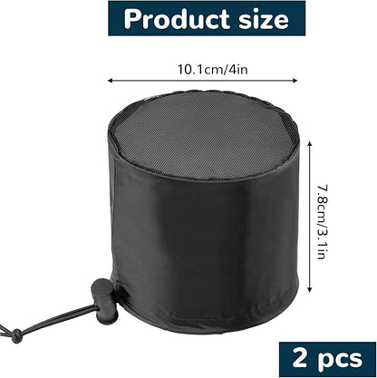 2Pcs 4 Inch Grow Tent Vent Cover Filter, Duct Filter Net with Elastic Band and Fixed Buckled, Black Mesh Screen Shield for Exhaust Fan, Plant Growth, Tent Ventilation