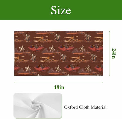 Cowboys Horses 2 Pcs Fluorescent Light Covers 4 x 2 Feet, Desert Ethnic Winds Dark Brown Background Covers for Ceiling Lights Magnetic Light Cloth Filter for Classroom Office Home