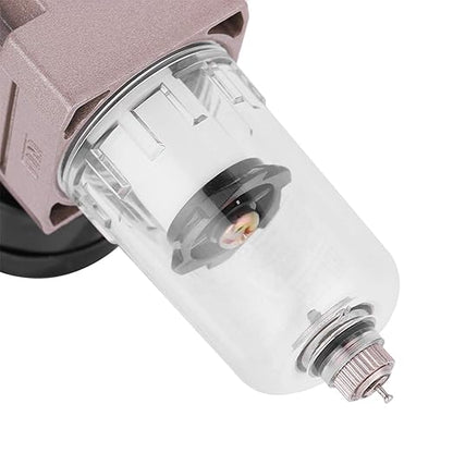 Air Compressor Filter Regulator Combo, AW2000 02 Water Oil Separator with Pressure Gauge, Pneumatic Filter Regulator Air Treatment Unit W Pressure Gauge