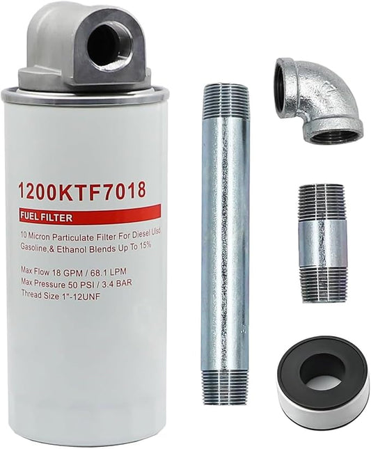 1200KTF7018 Fuel Filter 10 Micron 3/4" 18GPM 50PSI 10Micron Fuel Filtration F1810PM0 1200KTG9075 Fill-Rit Grainger FR112 FR1210G FR610G Fuel Transfer Tank Pump Diesel Gasoline Fuel Filters Assembly