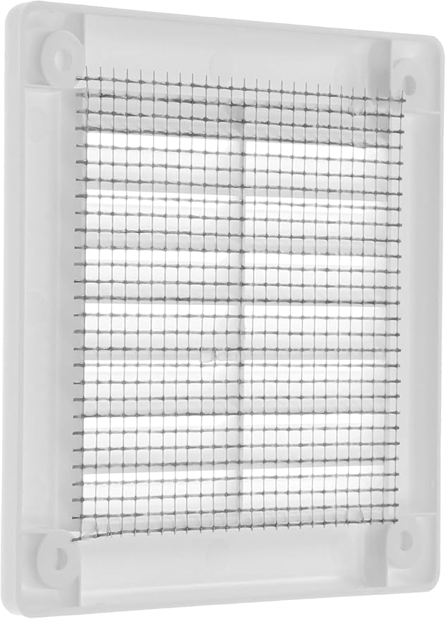 Vent Systems 3" x 3" White Plastic Soffit Vent Cover - 2 Pack - Durable Flat Square Air Vent Grille with Built-in Mesh – Weather Resistant Ventilation Grill for Wall or Ceiling – Indoor & Outdoor