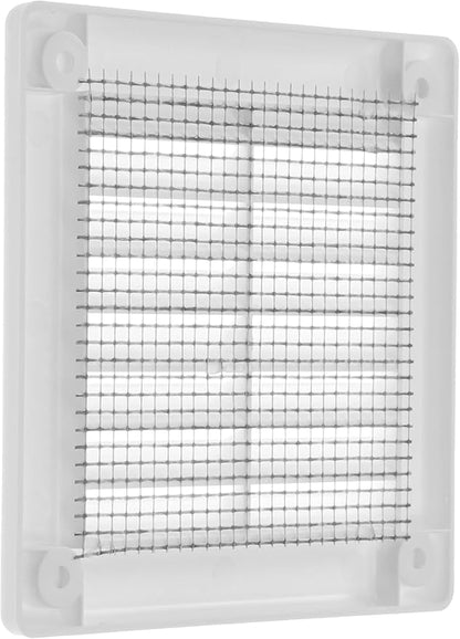 Vent Systems 3" x 3" White Plastic Soffit Vent Cover - 2 Pack - Durable Flat Square Air Vent Grille with Built-in Mesh – Weather Resistant Ventilation Grill for Wall or Ceiling – Indoor & Outdoor