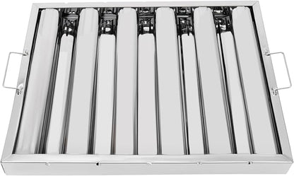 6Pcs 19.5W x 15.5H x 1.78TH Inch Commercial Hood Filters, 430 Stainless Steel 5 Grooves Hood Filters Restaurant Kitchen Exhaust Hoods for Grease Filter, Range Hood Baffle Filter