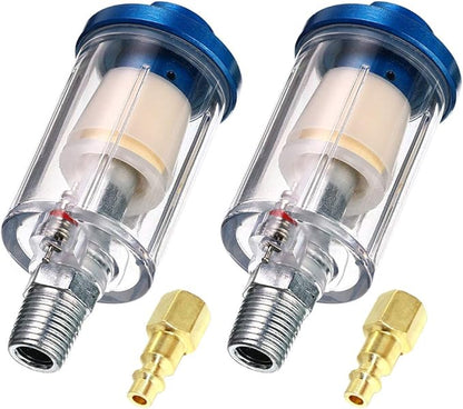 beduan Water Oil Separator Filter, 1/4" NPT Male and Female Thread Spray Gun Filters Air Line Compressor Fitting （Pack of 2）