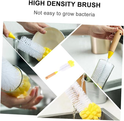 Natural Wood Handle Sponge Scrubber Tile Scrubber Brush Cleaner Kitchen Cleaning Tools Safe Odorless