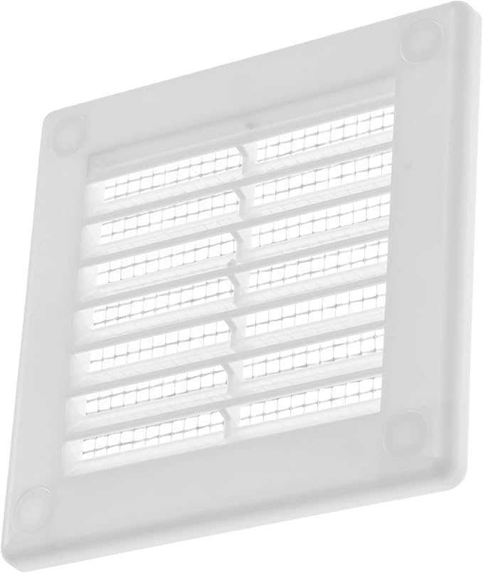 Vent Systems 4'' x 4'' Inch White Soffit Vent Cover - Pack of 100 - Flat Square Air Vent Louver - Grille Cover - Built-in Insect Screen - HVAC Vents for Bathroom, Home Office, Kitchen 4x4 Inch