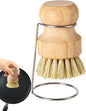 Kitchen Brush, Scrubber Cleaner with Wooden Handle and Drain Rack, Dish Scrubber for Sink Pots Pans Shower Bathroom Grout Tile Washing
