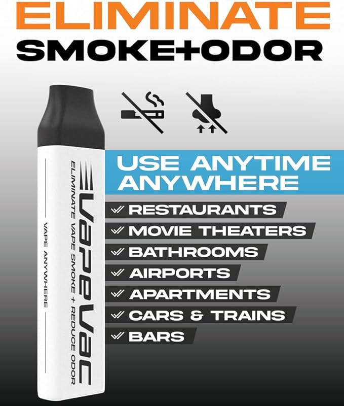 VapeVac (Registered AMZ Brand) – Pocket-Sized Personal Air Filter for Discreet Output Reduction | Minimizes Odor, Keeps Air Fresh | Not an Emission Device – 500+ Uses (6-Pack)