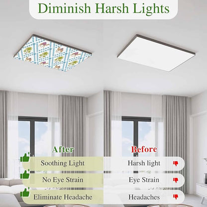 4 Pack Fluorescent Light Cover, Camels Palm Trees Light Covers for Ceiling Lights, Tropical Desert Animal Plants Polka Dot Magnetic Lights Filters Ceiling Shade for Classroom/Office - 4 x 2 Feet