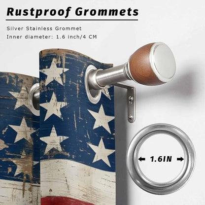 4th of July Outdoor Curtains for Patio USA Flag Independence Day Vintage Waterproof Outside Curtains with Grommet Top Weatherproof Curtain for Cabana Pergola Gazebo, 2 Pack, 54" W x 95" L