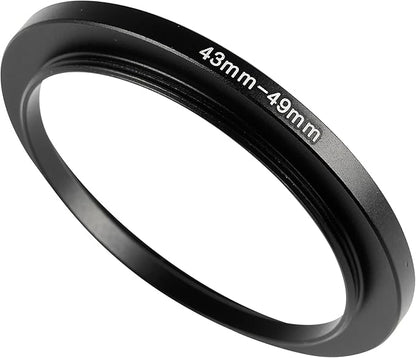 43-49mm Metal Step-Up Ring Adapter Compatible with Mirrorless Cameras DSLR Lens, UV CPL ND Filter Thread Converter, Black