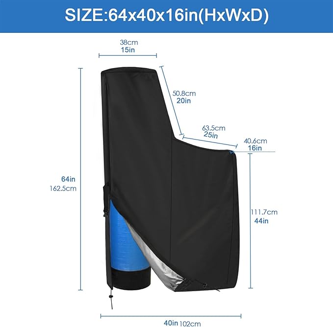 Soft Water System Cover - Outdoor Protective Enclosure with Zipper | Oxford Fabric Guard for Water Softener, All Season Heavy Duty Protector, Waater Filter Cover for Year Round Home Indoor Outdoor