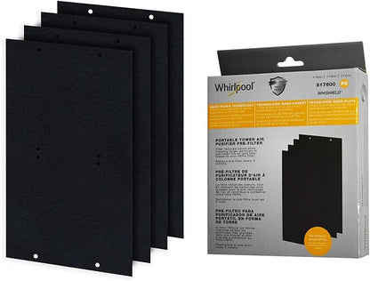Whirlpool 817600 Genuine Charcoal Pre-Filter - Whishield Activated Replacement Fit Air Purifier Portable Tower WPT60, Medium 4 Pack