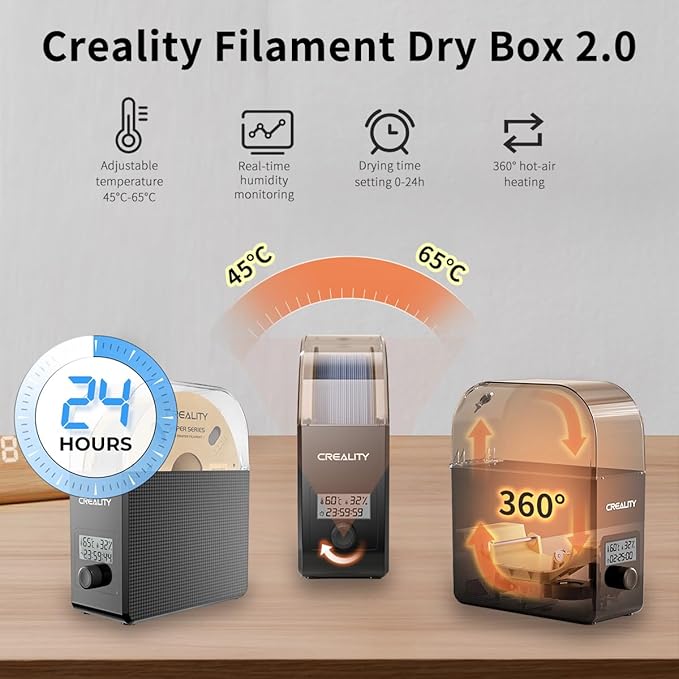 2025 New Creality Official Filament Dryer Box 2.0 with Fans-Christmas Gifts, Upgraded 1KG 3D Printer Material Dehydrator Keep Materials Dry During Printing Storage Drier for PLA PETG ABS TPU Nylon