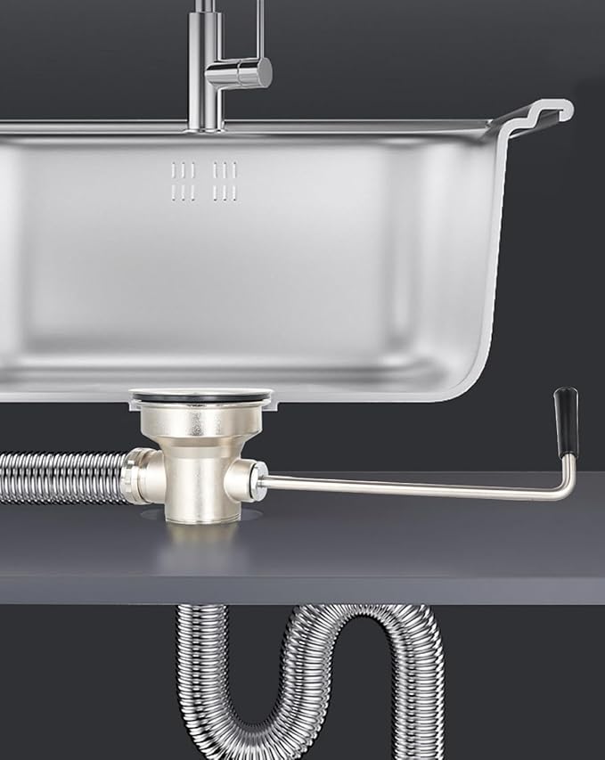 3-1/2 Inch Commercial Sink Drain with Lever Handle Kitchen Sink Opening Waste Drain Valve Stopper Prevents Sink Clogged Overflow for 1/2/3 Compartment Sink Style Drains