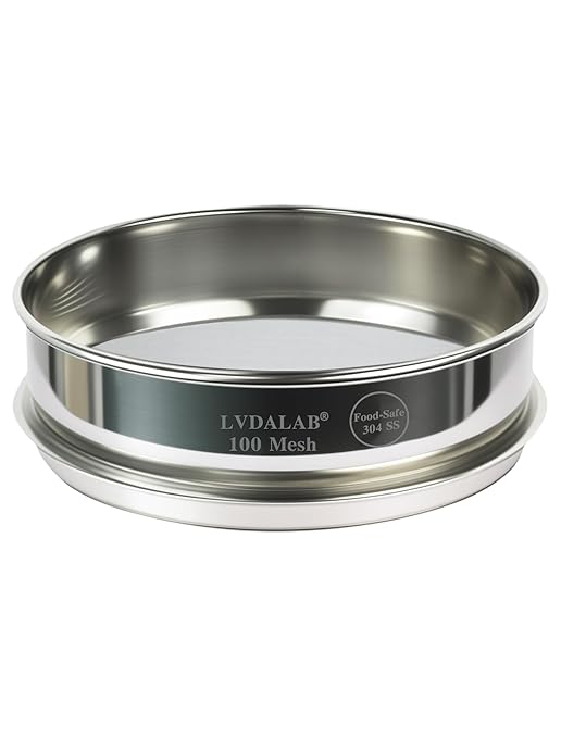 All 304 Stainless Steel 100 Mesh Test Sieve (0.15mm Aperture), 8 Inch/20cm Diameter, Fine Flour Sifter & Filter, Lab Analysis Screen for Cement, Coatings, Fillers & Fine Dust Separation
