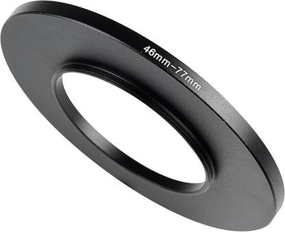 46-77mm Metal Step-Up Ring Adapter Compatible with Mirrorless Cameras DSLR Lens, UV CPL ND Filter Thread Converter, Black
