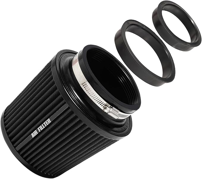 3" 3.5" 4" Inlet Car Replacement Cold Air Intake Filter 76mm 89mm 102mm 3 Sizes in 1 High Flow Performance Cone Air Filter (Black)