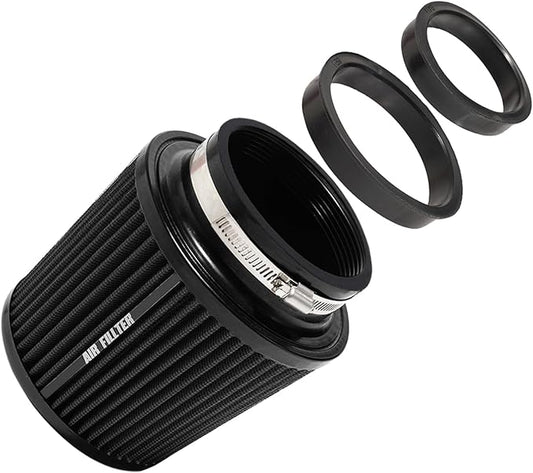 3" 3.5" 4" Inlet Car Replacement Cold Air Intake Filter 76mm 89mm 102mm 3 Sizes in 1 High Flow Performance Cone Air Filter (Black)
