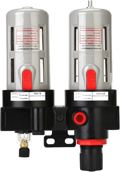 PT1/2 Compressor Filter Kit High Efficiency Air Pressure Regulator with Oil Water Separator for Pneumatic Tools Durable Plastic Construction 60CC Water Cup 90CC Oil Cup