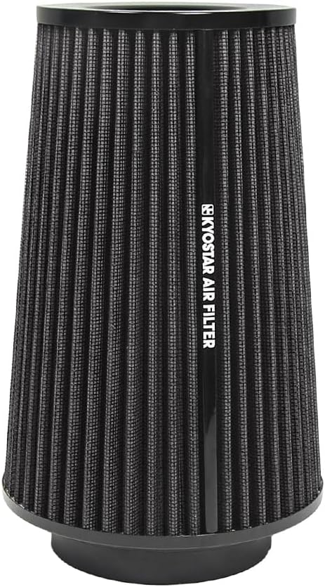 Universal 3/3.5/4" (75/89/100mm) High-Flow Air Filter, Reusable Cone Cold Air Intake, High Performance, Clamp-On Car High Flow Air Kit, Flange Diameter: 3/3.5/4 Inch, Height: 10 Inch, BLACK