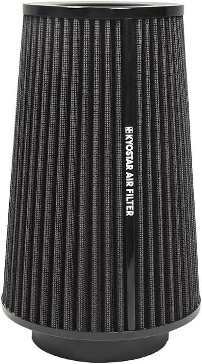 Universal 3/3.5/4" (75/89/100mm) High-Flow Air Filter, Reusable Cone Cold Air Intake, High Performance, Clamp-On Car High Flow Air Kit, Flange Diameter: 3/3.5/4 Inch, Height: 10 Inch, BLACK