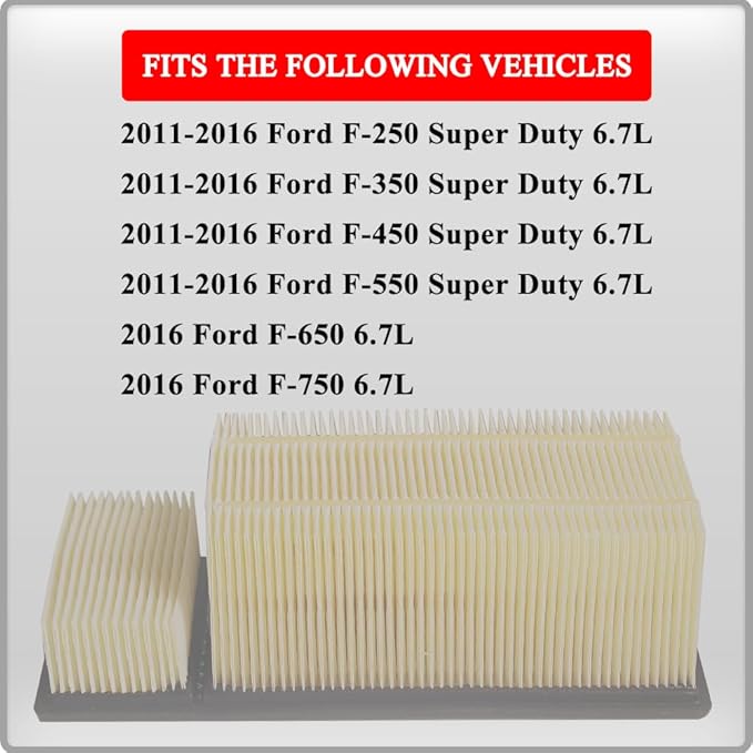 FA-1902 Engine Air Filter For Ford 2011 2012 2013 2014 2015 2016 F-250 F-350 F-450 F-550 F-650 F-750 Powerstroke 6.7L Diesel Replace OEM Part # BC3Z-9601A, FC4Z-9601-A