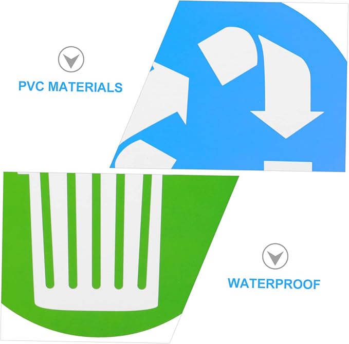 NUOBESTY 12pcs Adhesive Waste Sorting Stickers for Trash -Friendly Labels for Recycling Garbage Sorting Easy to Install Decals for Indoor Outdoor Use