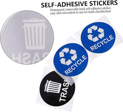 8pcs Trash Sorting Decals Self-Adhesive Waste Container Stickers for Recycling Labels for Easy Waste Classification Black Blue