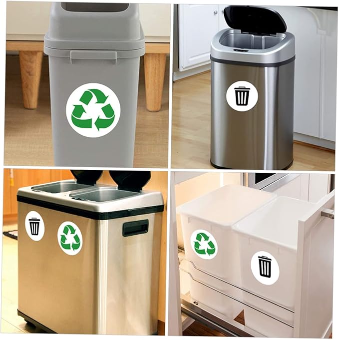 Garbage Sorting Stickers Set 6 Self-Adhesive Waste Classification Labels for Trash Cans Colorful Design for Home Recycling