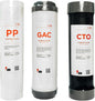 3 Stage RO Water Filter Replacement Set - Sediment + GAC + CTO Post Carbon, 3 filters in a Set fit most 10“ RO water system, 10x2.5 inch, natural Cocoanut active charcoal filters