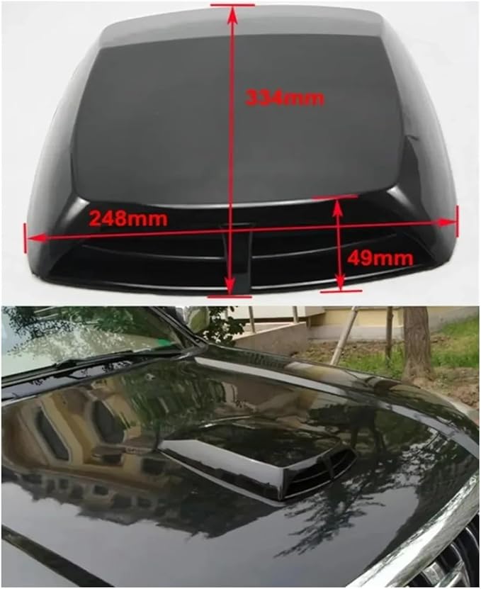 Decorative Hood Scoop Air Intake Flow Vent Black Carbon Universal Car Decoration Accessories Turbo Bonnet Cover(Carbon Color)
