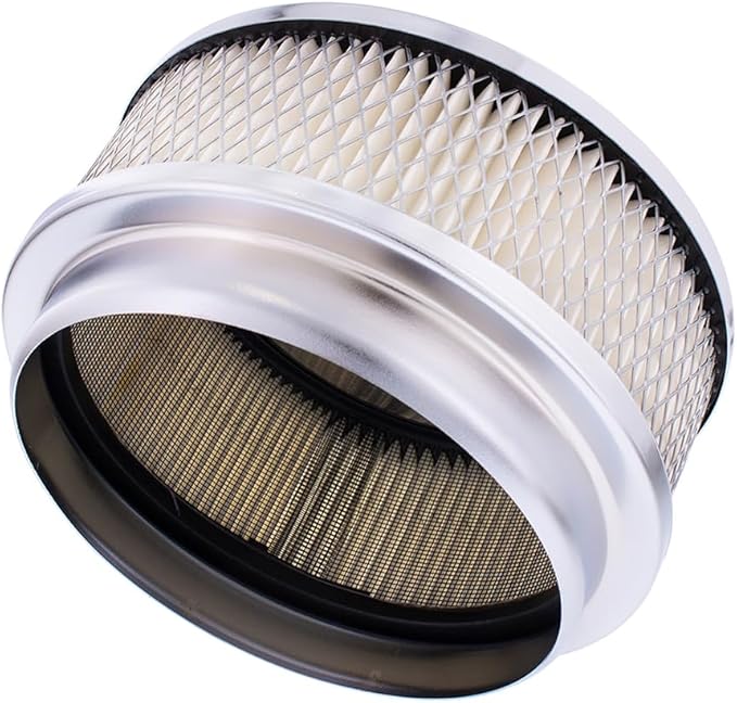 United Pacific S1106 Chrome 6 ⅜ inch Air Cleaner Assembly, Low Profile, Die-Cast Chrome Plated Wing Nut, Filter Included – One Air Cleaner Assembly