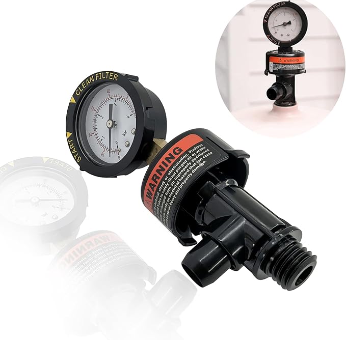 High Flow Manual Air Relief Valve with Pressure Gauge Compatible with FNS, Clean and Clear, Quad DE, 2000 4000 Series Pool and Spa Filters Replacement for 98209800 and 98209803 Models