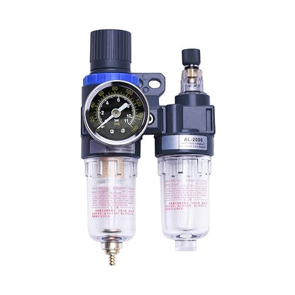 1/4" Compressor Air Filter Air Pressure Regulator Water-oil Separator Trap Filter with Lubricator Cup for Air Tools System by ZHONG AN