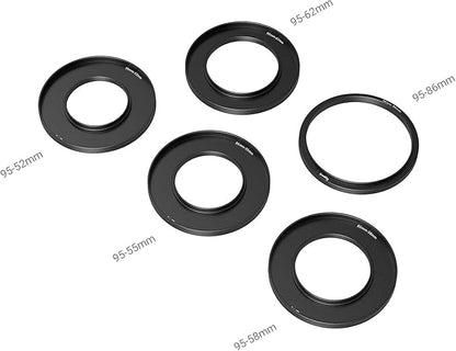 SmallRig Lens Adapter Ring Kit for Matte Box 3196, with Filter Thread for CPL Filter ND Filter, 52mm / 55mm / 58mm / 62mm / 86-95mm Matte Box Adapter – 3383