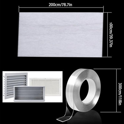 Air Vent Filter Kit, Cotton Electrostatic Dust Control Vent Filter with Installation Tape for All Vents Grilles Ducts Exhaust Pipes Ceiling