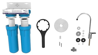 Pentair OMNIFIlter OT32 Water Filtration System, 10" Premium Dual-Stage Undersink Filter System, NSF Certified to Reduce PFOA/PFOS, Includes Dual Housings, RS14 and CB3 Cartridges and All Hardware