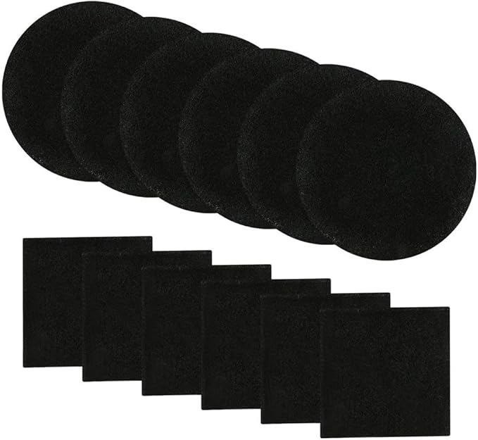 Abakoo Compost Bin Filters, 12 Pack, Activated Carbon Filters for Kitchen Compost Pail Filters Replacement for 1/1.3 Gallon Compost bin, 6 Round and 6 Square 6.5 inch Diameter Measures 4.65 inch