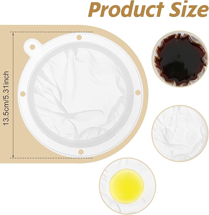 TIESOME 4 Pcs 200 Mesh Food Filter Strainer, Oil Strainer for Deep Fryer, Fine Nylon Mesh Sieve for Cooking Oil Milk Juice Wine Cheese Whey Grease Coffee Grease Filter, 5 Inch White
