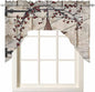 Village Stars Swag Kitchen Curtains Valance and Tier Set, Vintage Rust Yellow Star Berry Beige Barn Doors Light-Filtering Swag Valance, Rod Pocket Short Curtain for Bedroom Cafe, 56x36 inches